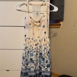 No Boundaries Cream Lace-Trim Tank Dress with Pink Logo Detail